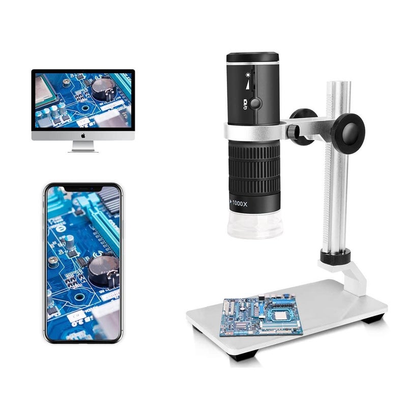 Jiusion WiFi USB Digital Microscope 50 to 1000x Wireless Magnification Endoscope 8 LED Mini HD Camera with Updated Stand Portable Case, Compatible with iPhone iPad Android Mac Windows Linux - Image 1